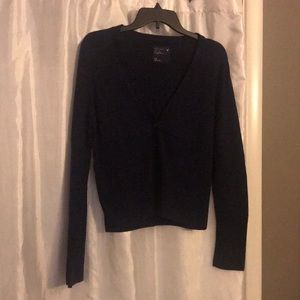 Classy Navy Button Down V-Neck Sparkle Sweater